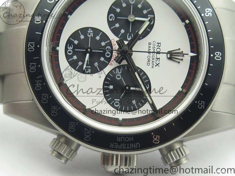 1225 Daytona Newman Sandblasted SS White Black Dial On SS Bracelet A Functional 3522